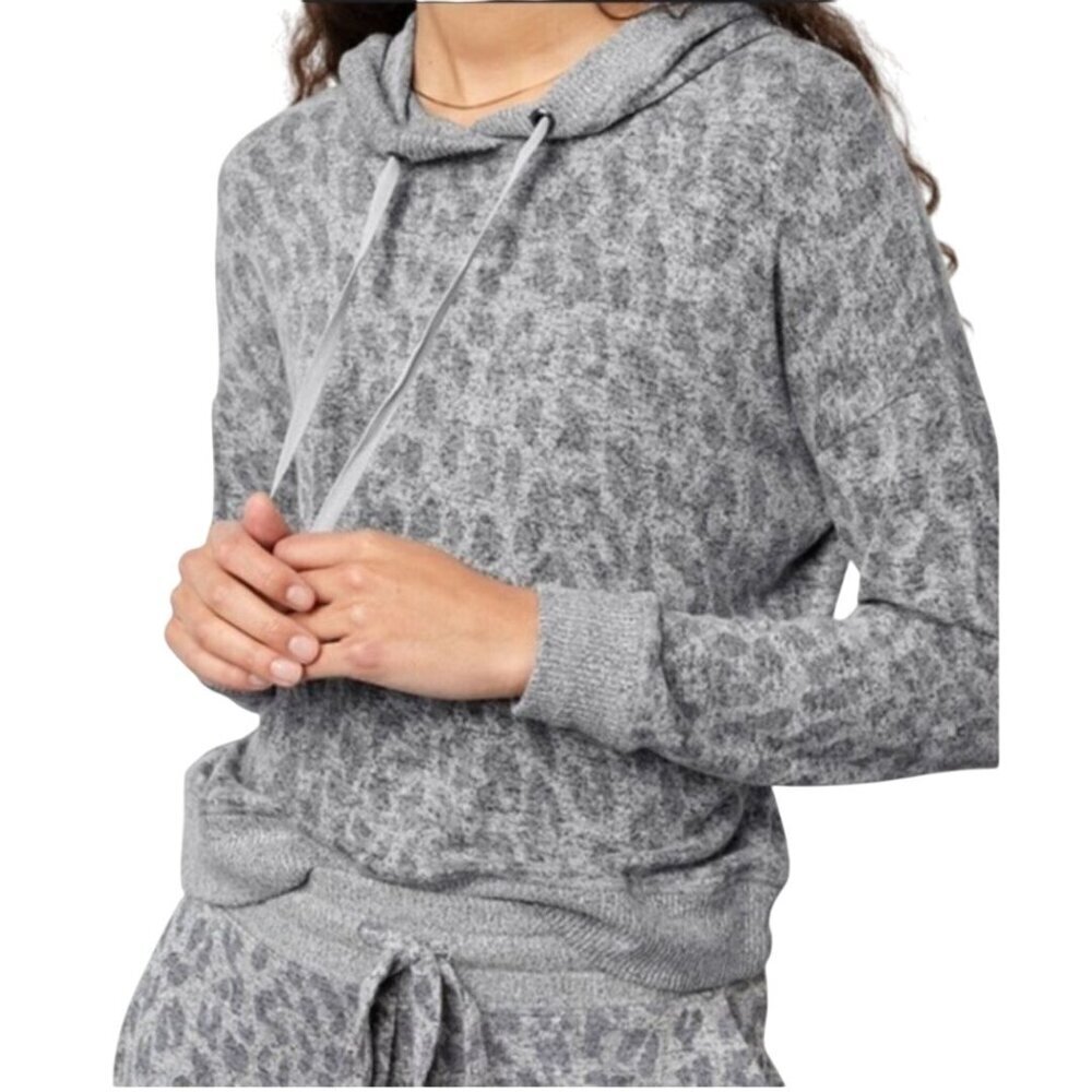 Rails Murray Sweatshirt Melange Grey Leopard Pullover Hooded Size M